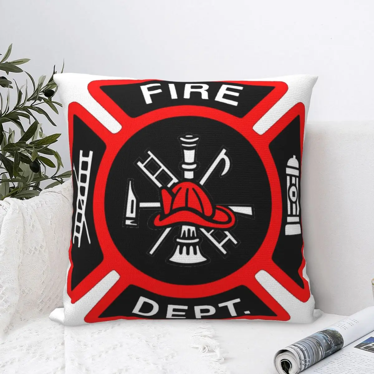 Firefighter Fireman Square Pillow Case for Sofa Throw Pillow