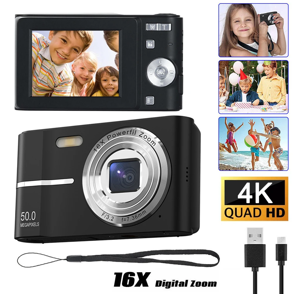 

HD 1080P digital Camera 2.4 inches Rechargeable Cameras with 16x Zoom Compact Camera 44MP Cameras for kids Girls camera