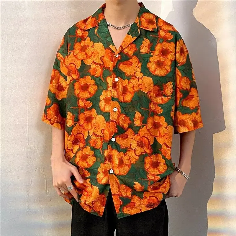 Гавайская винтажная рубашка с цветочным