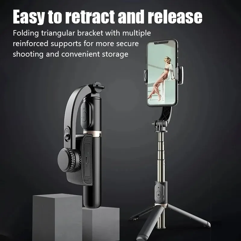 Utilisateur tenant le Gimbal Stabilisateur Bluetooth STTKGZD en action, filmant un paysage