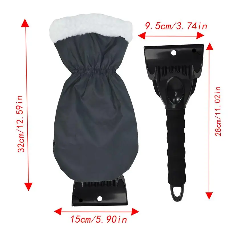 For Home Use Car Ice Scraper Windshield Scraper With Gloves Automobile Window Snow Removal Shovel Waterproof Warm Mittens For