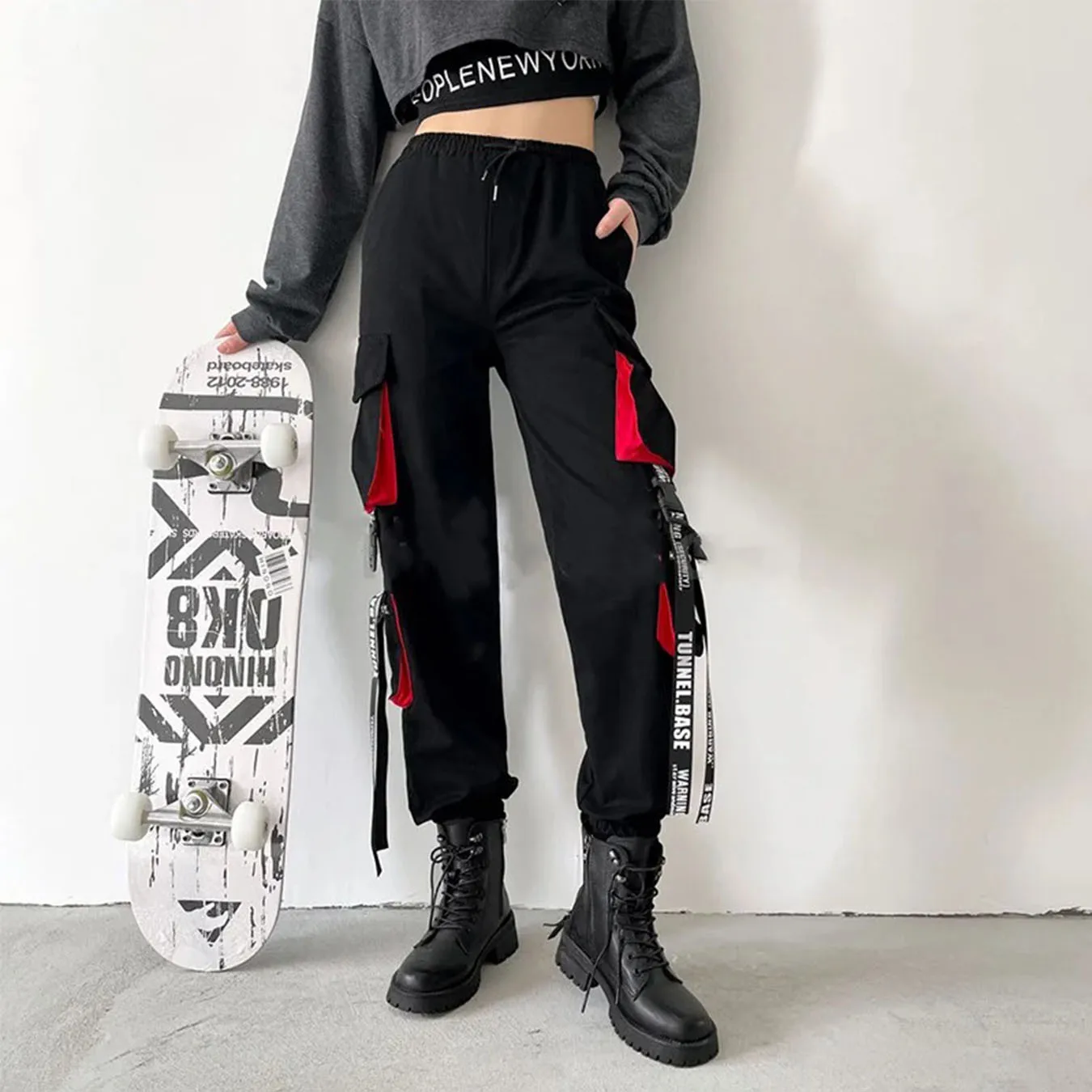 Pants Women Aesthetic Harem Pants Punk Pockets Joggers Harajuku Femme Hiphop Trousers Techwear Y2k Egirl Clothes