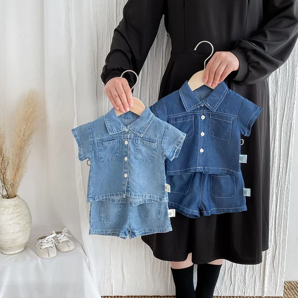 Baby Denim Shirt & Shorts Set 4