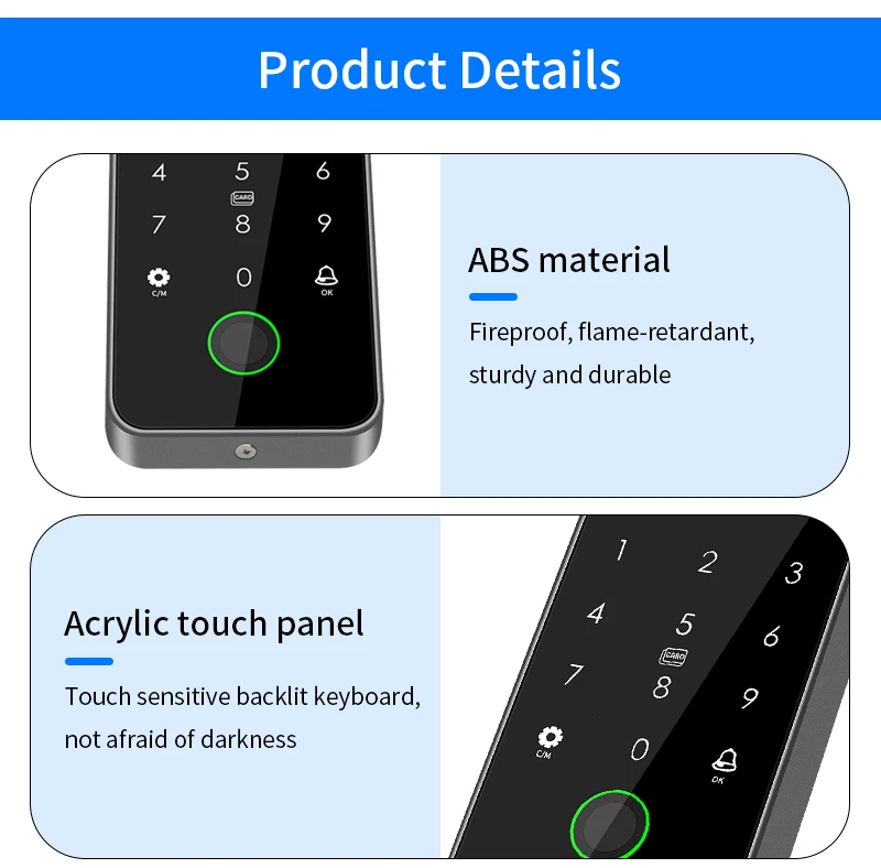 13.56Mhz Rfid Card Keypad Waterproof Tuya APP Door Lock Door Access Control Syst