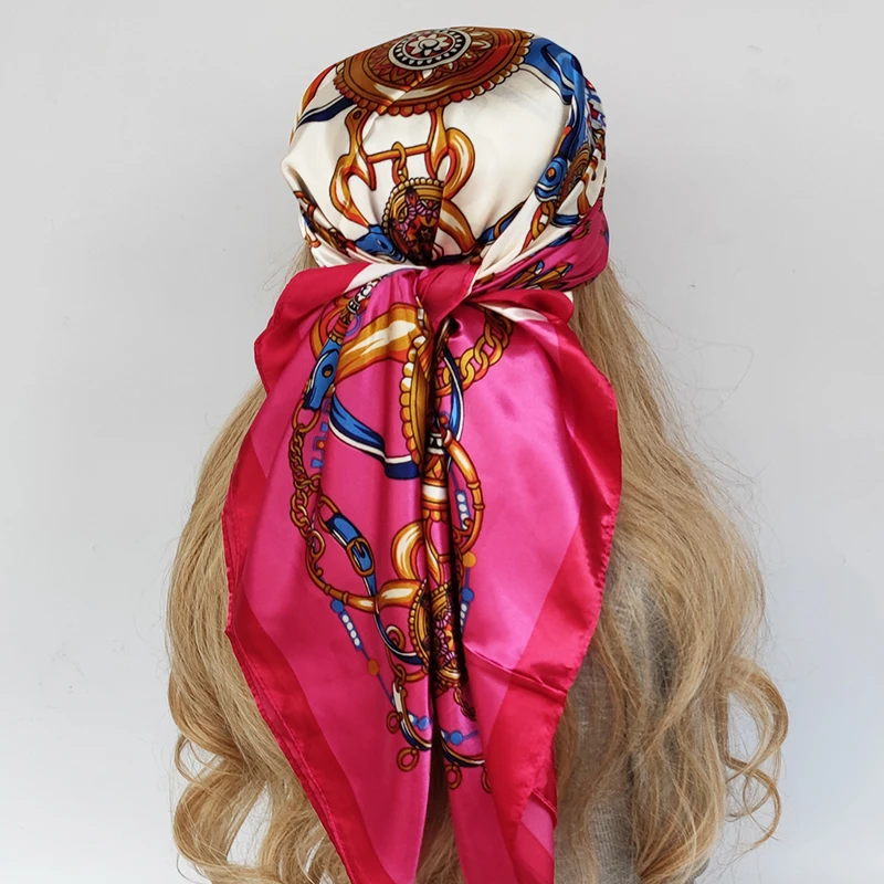 Silk Square Scarf for Women Small Neck Scarfs Fashion Print Foulard Hairband Satin Head Kerchief
