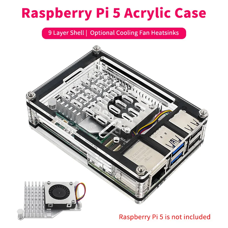 ElectroCookie Funda Raspberry Pi 5, Carcasa Compacta De Aluminio Con