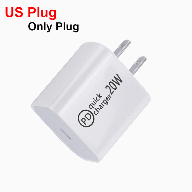 Type C Charger PD 20W Fast Charging EU US AU UK Plug USB-C Adapter For iPhone 11 12 13 Pro Max X XR 8 7 ipad mini