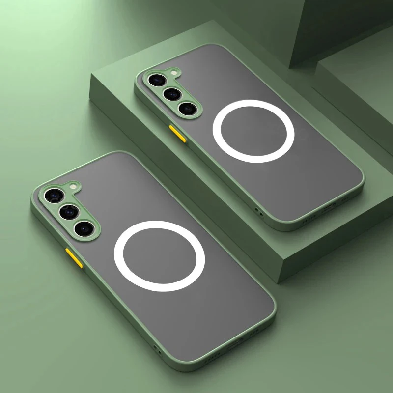 Enhanced Armor Matte Magnetic Phone Case with Frosted Wireless Charge Cover