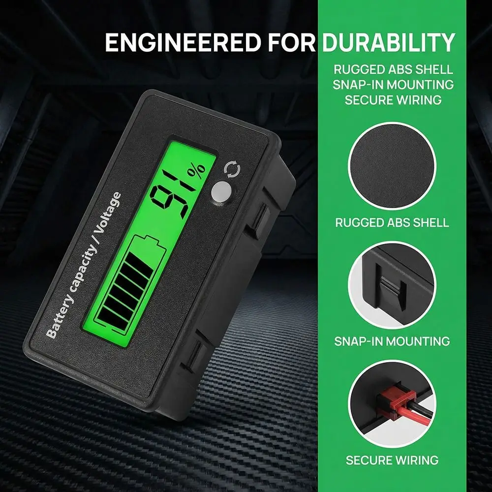 Battery Gauge Voltage Meter with LCD Display and Alarm