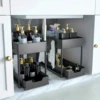 Durable Multipurpose  Organizer Rack - Stylish Black Shelving Unit for Bathroom, Kitchen & Under Sink Use - Effortless Spice Bot 6