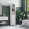 Homcom Bathroom Storage Cabinet, Free Standing Bathroom Storage Unit, Tall Linen Tower with 3-Tier Shelves and Drawer, White 2