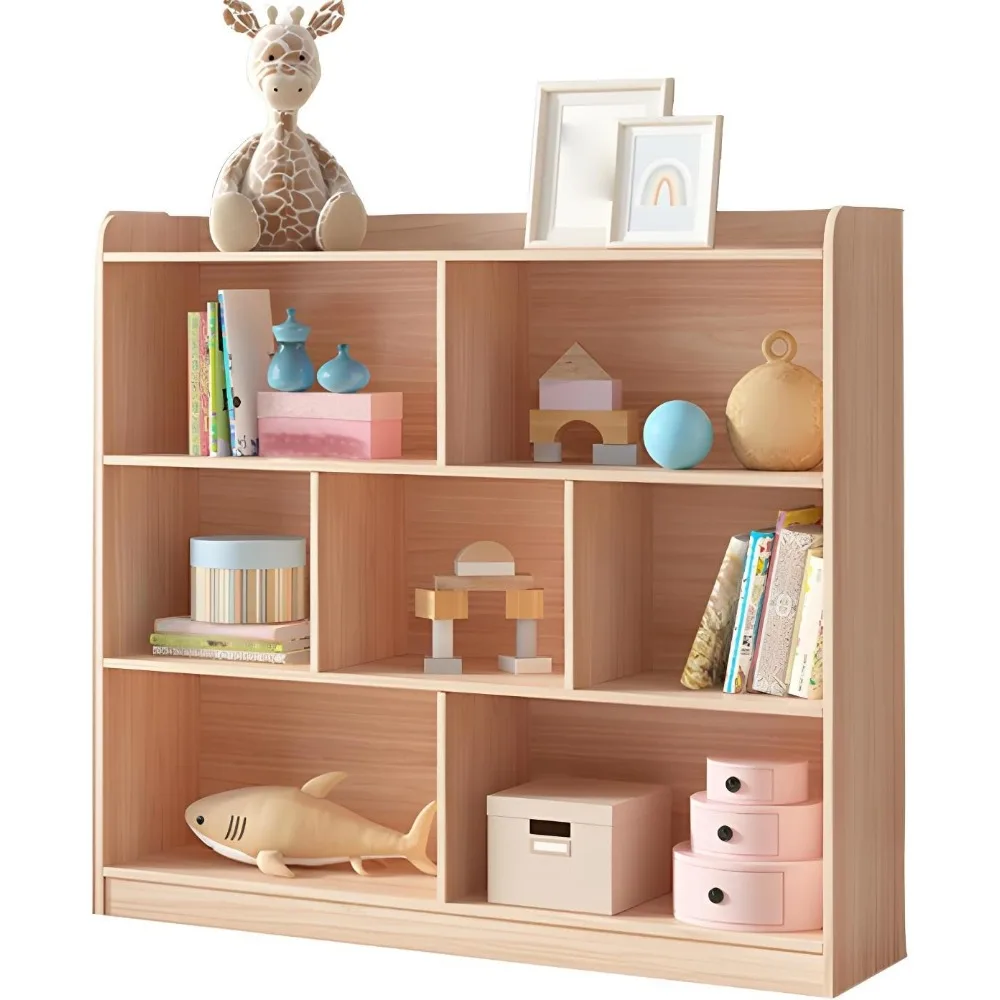 Independent children's bookshelf, children's solid wood storage cabinet, modern display rack-pine 79 "L x 12" W x 52 "H