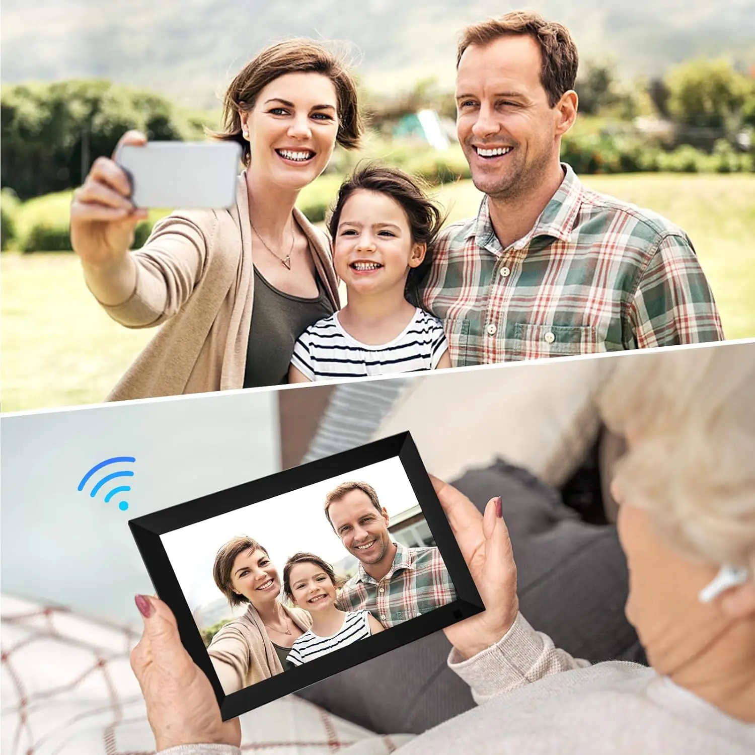 32GB FRAMEO 10.1 Inch Smart WiFi Digital Photo Frame 1280x800 IPS LCD Touch Screen,Best Christmas gift for friends and family view 5