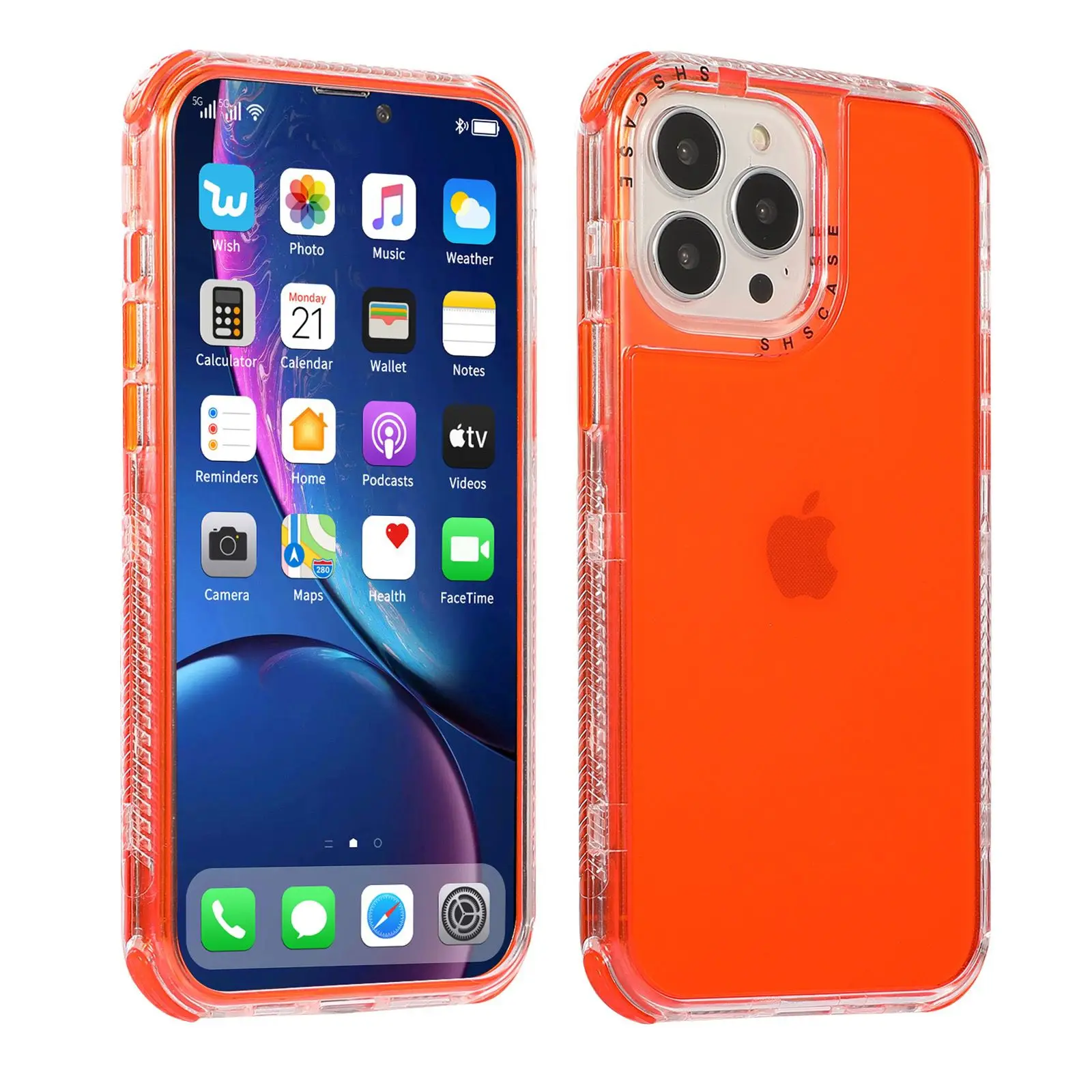 Transparent Candy Color Military Shockproof Phone Case - 3-in-1 Design