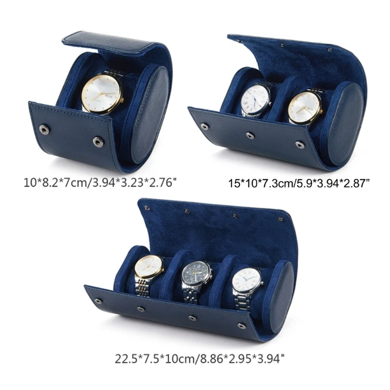 New Blue Portable Watch Box High-grade Leather Watch Storage Box Dust-proof and Anti-fall Multi-function