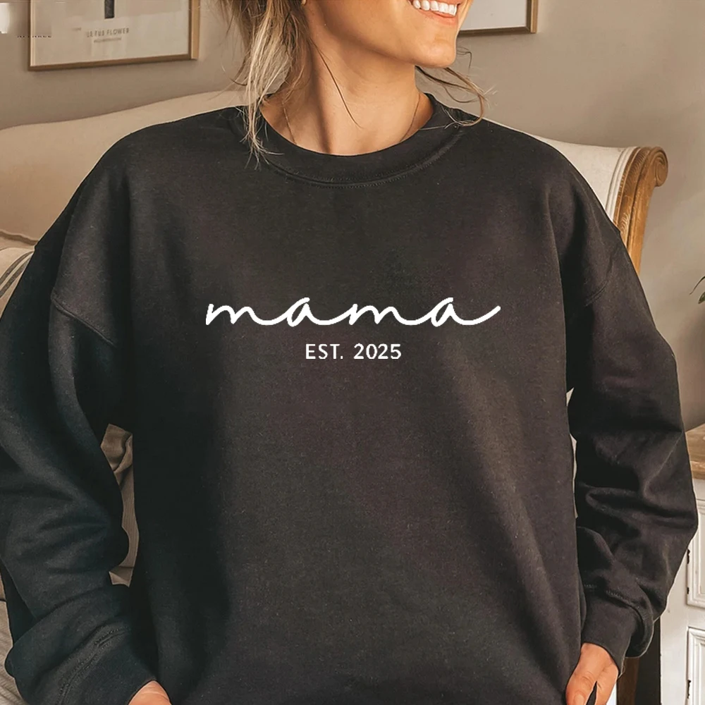Mama Est. 2025 Sweatshirt Sweatshirts for Expecting Mothers 2024 Cute New Mother Gift Idea Pregnancy Announcement Women Clothes 2