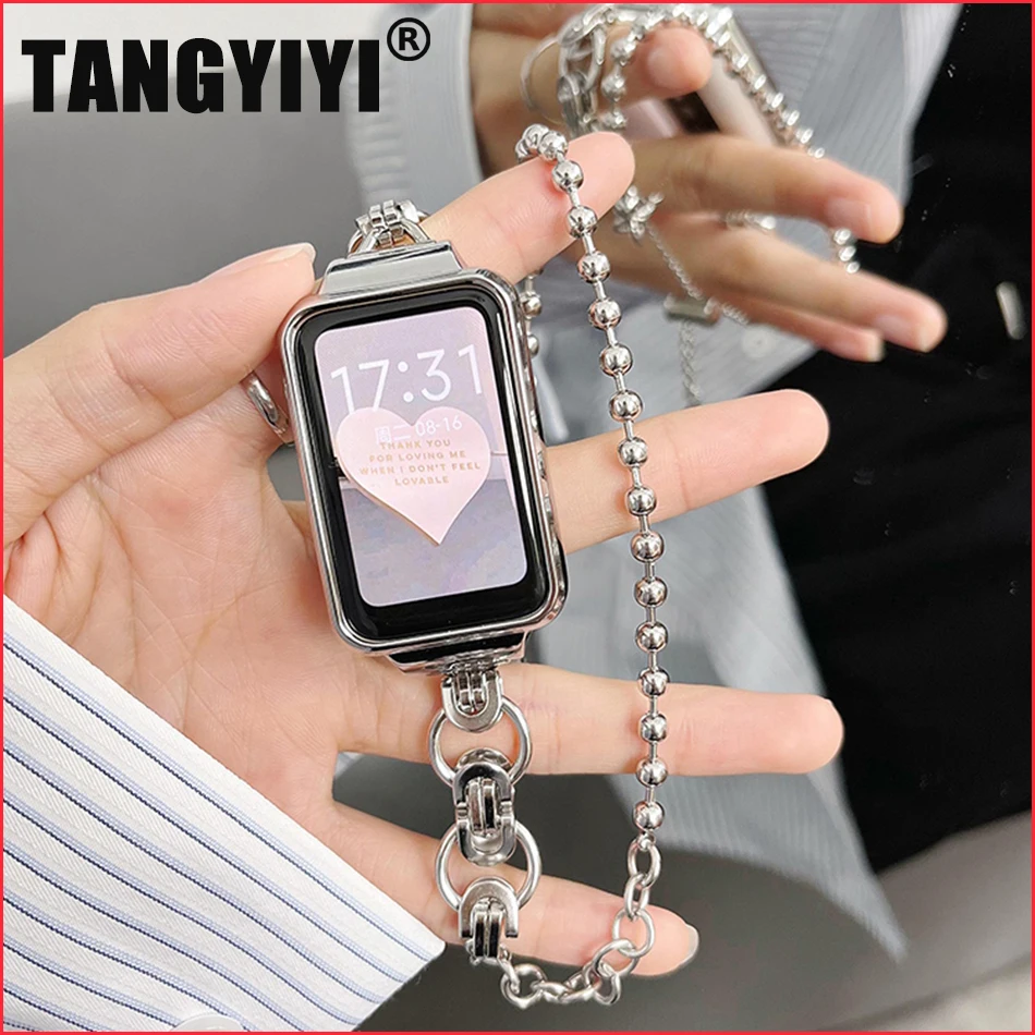 

Strap For Xiaomi Mi Band 7 Pro Watchband Fashion INS Spring Metal Loop Dual Chain Bracelet Mi Band 7 Pro Replacement Band Correa