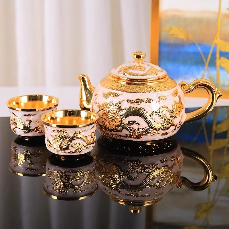 専用　極上茶杓　木箱付　6g 東Y7-0718ア㉞ 6 Pieces Tea Set Creative Zinc Alloy Chinese Dragon Embossed