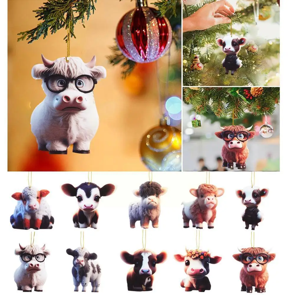 

Christmas Tree Hanging Ornament Cute Cartoon Cow Hanging Pendant Car Pendant Home Tree Decoration Home Decor For Christmas F9A5