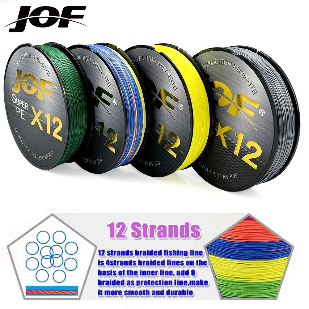 JOF X12 Fishing Line Braided 100m/300m Super Strong Multifilament Fishing Line Carp Fishing 25LB 30LB 39LB 50LB 65LB 77LB 92LB