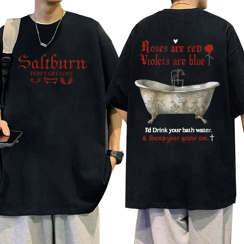 

Hot Movie Saltburn Print Graphic T Shirt Men Wome Casual Oversized Cotton T-shirts Retro Fashion High Quality T-shirt Streetwear