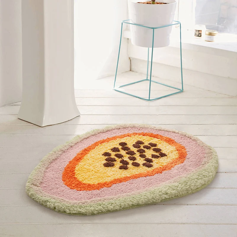 

Papaya Area Rugs Bathroom Rug Fruit Entrance Carpet Kitchen Rug Floor Mats Welcome Doormat Home Kids Room Nursery Decor 65x47cm