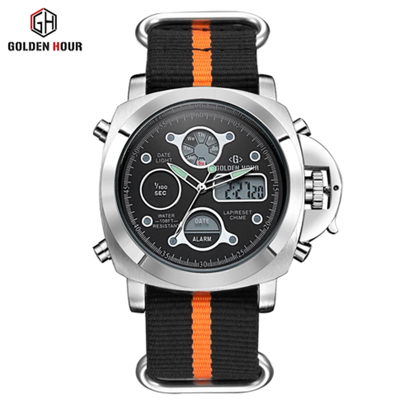 Sport-Herrenuhren, analog, digital, Dual-Display, Datum, Woche, Handgelenk, Herrenuhr, Canvas, coole Outdoor-Männerstunde_voghion.com