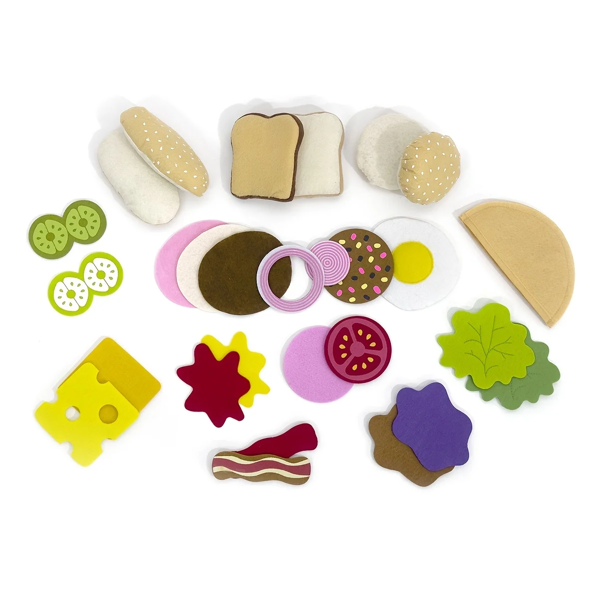 Felt Food Hamburger Sandwich Game Food Set (28 Pieces) Christmas Halloween gift Christmas, Halloween, Thanksgiving Gift 5