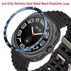 Premium Metal Bezel Ring - Protective Cover Shell Bumper for Galaxy Watch 7 Ultra (E Blue)