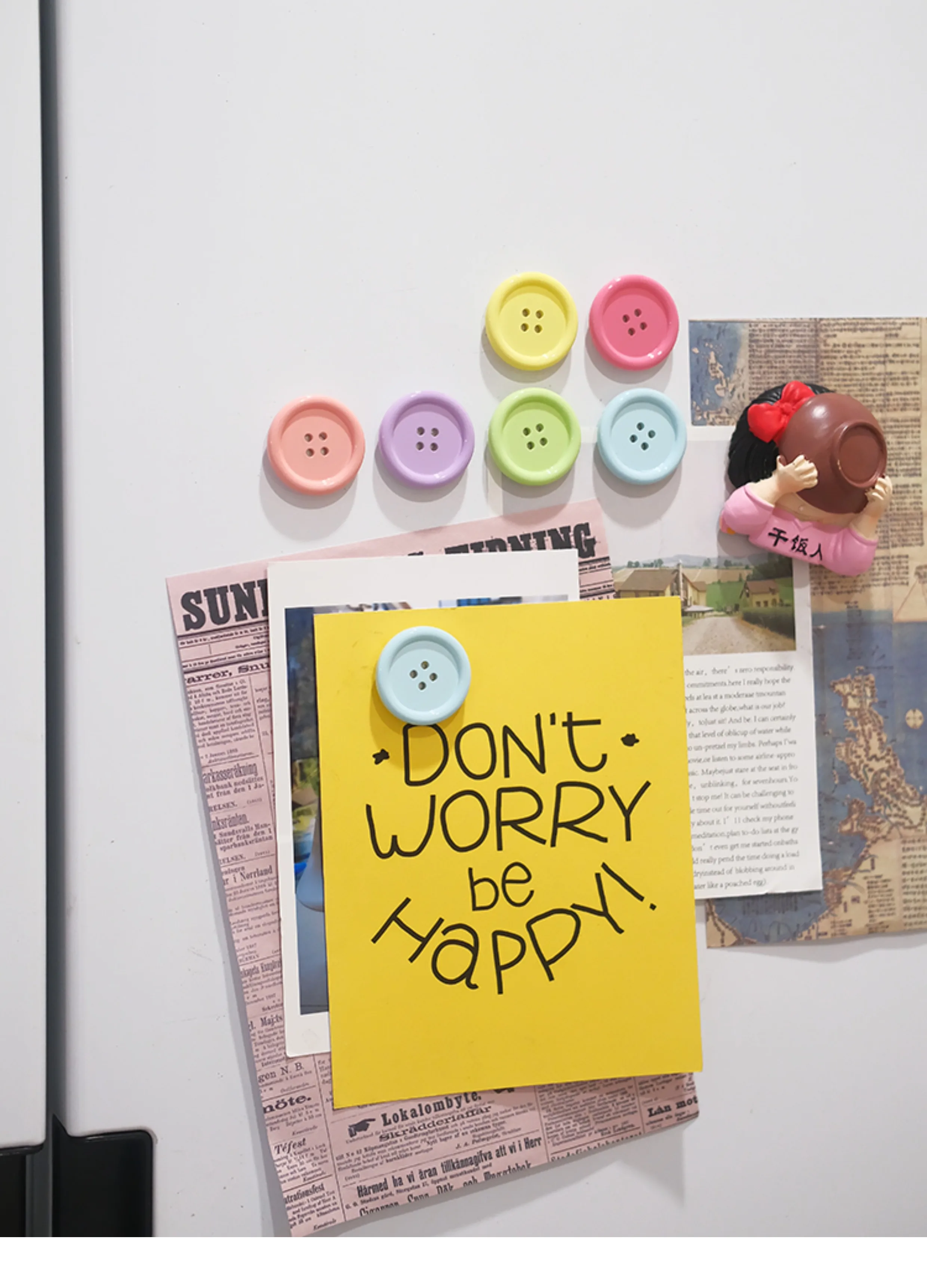 Candy Colored Buttons Fridge Magnet Photo Message Board Magnetic Home Decoration