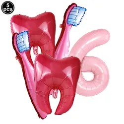 Dental Health Protection Themed Party Decor Foil Balloons - As pictures show (Pink Number 6)