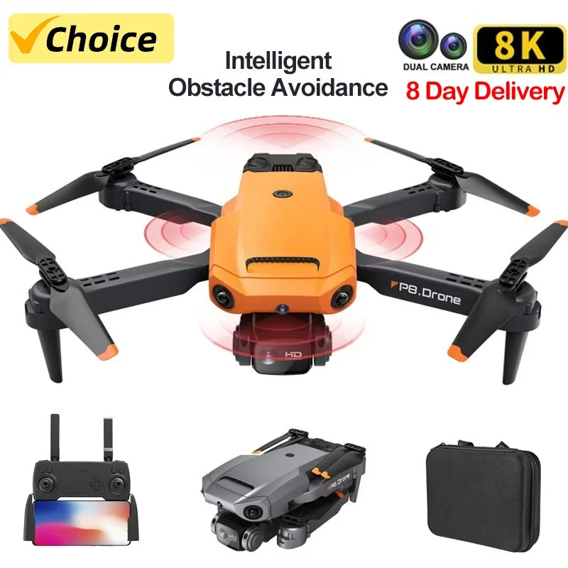 2024 P8 미니 드론, 4K 전문 8K HD 듀얼 ESC 카메라, 장애물 회피 광학 흐름 호버링 접이식 쿼드콥터, 신제품