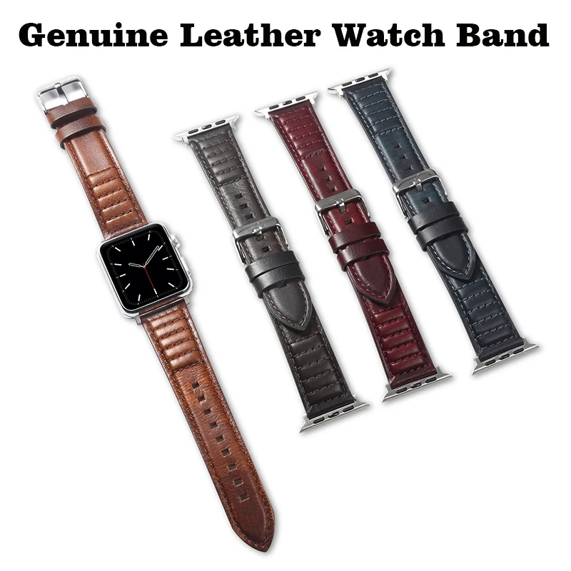 

Genuine Leather For Apple Watch Band 49mm 45mm 44mm 40mm 42mm 38mm Luxury Quality Waxed Oil Leather Watch Strap iwatch Band New