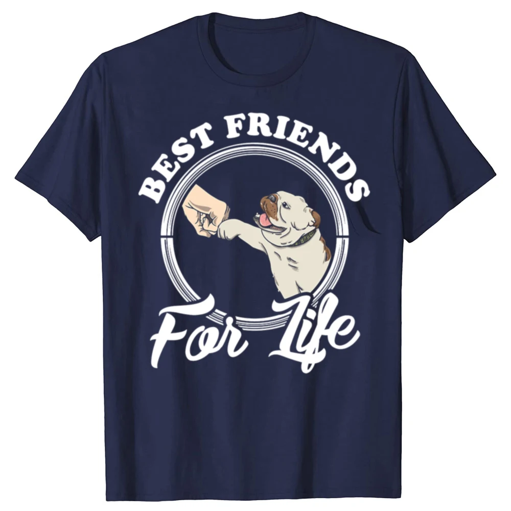 Lustiges englisches Bulldoggen-Hundeliebhaber-Design, beste Freunde fürs Leben, T-Shirts, Sommer-Grafik, Baumwolle, Streetwear, Geburtstagsgeschenk, T-Shirt für Männer