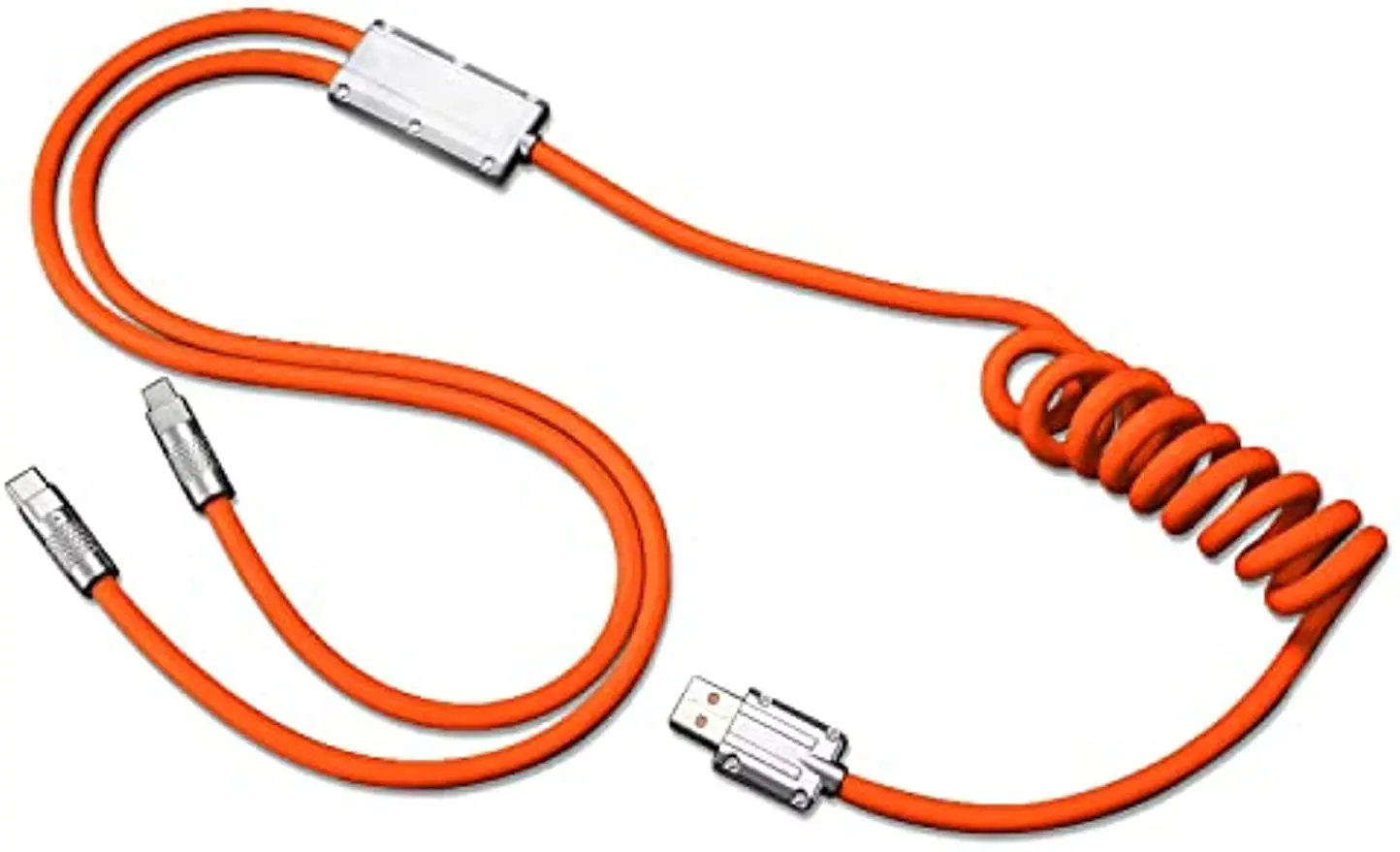 

2in1 Charge Cable USB A to C Silicone Multi Charging Type-C to Lighting Cable Charger Compatible with Cell Phones TabletsLaptop