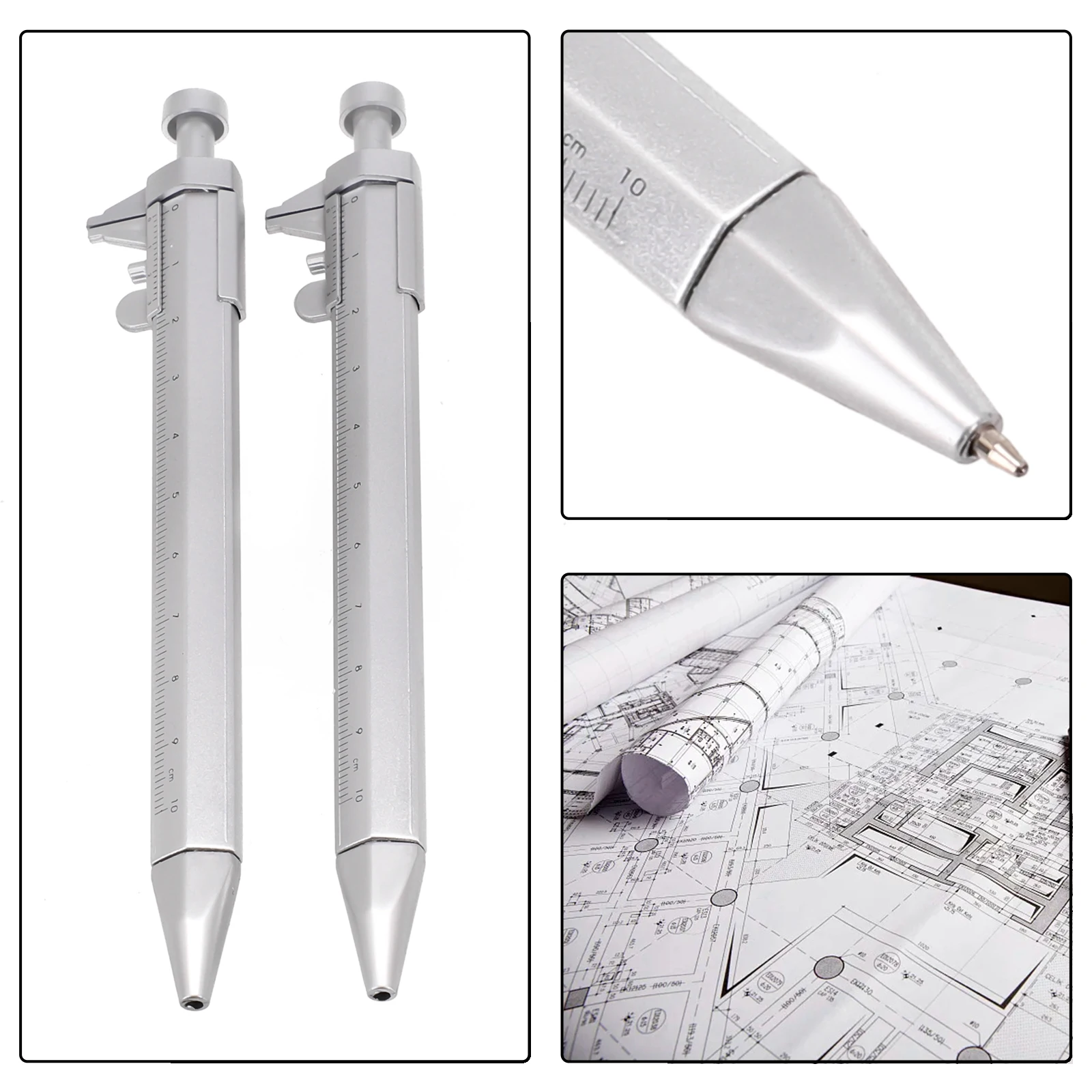 

1/2pcs Vernier Caliper Type Ballpoint Pen Multifunction 0.5mm Gel Ink Pen Vernier Caliper Roller Ball Pen Measuring Tool Pen