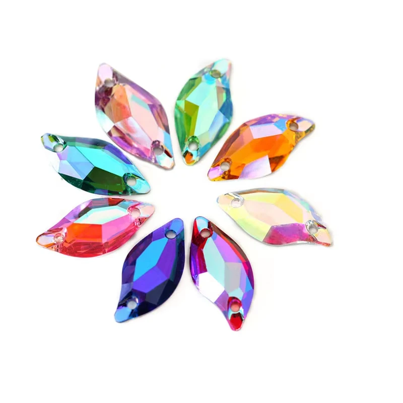 Resin rhinestones sew on rhinestones non hot fix rhinestones sewing rhinestones resin rhinestones and pearls non hotfix rhinestones rhinestone accessories rhinestones beads 9x20mm 50pcs Leaf Resin Sew On Rhinestones Flatback Sew On Rhinestone Glitter Rhinestone For Clothes Garments Accessories Y3715