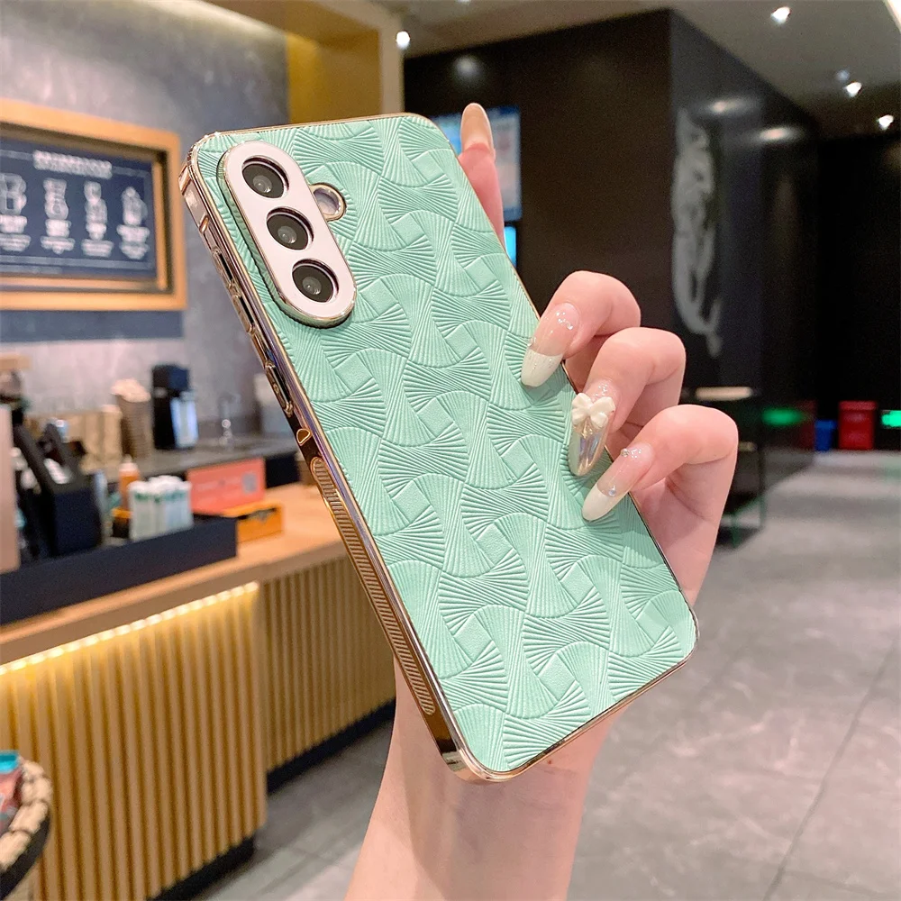 Wave Texture Plating Leather Phone Case - Premium Hard Cover