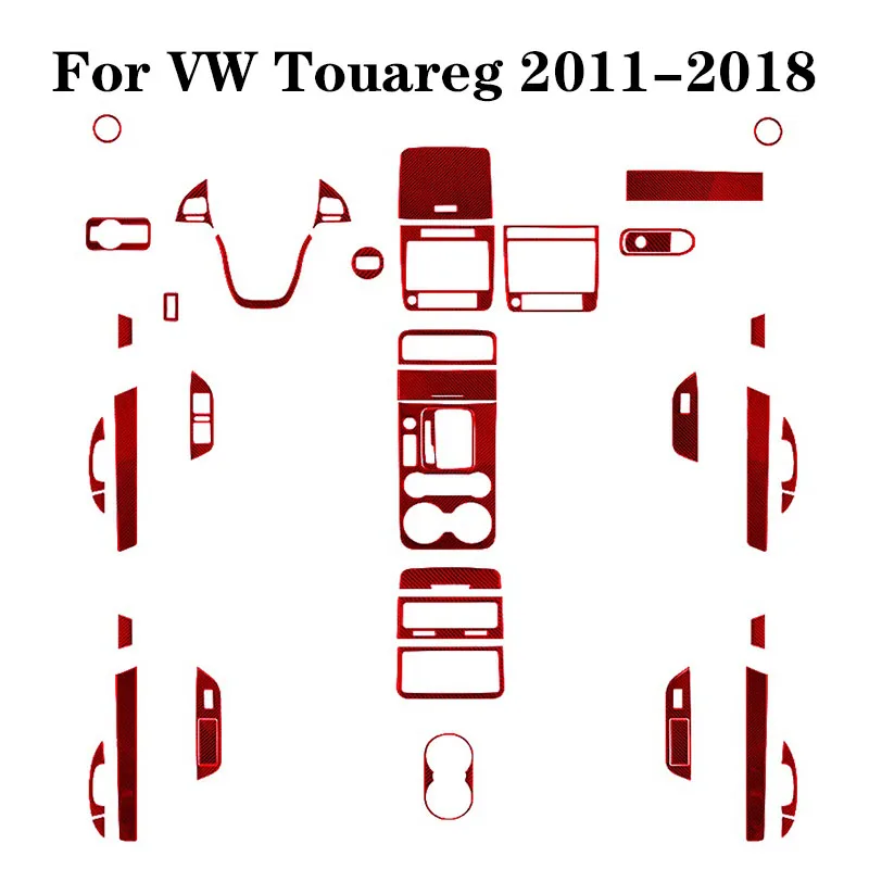 

For Volkswagen VW Touareg 2011-2018 Carbon Fiber Red Stickers Various Parts Car Interior Decorative Accessories