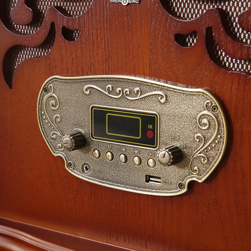 빈티지 레트로 대형 나무 레코드 플레이어 포노그래프 스피커 포함 CD 비닐 노스탤직 장식