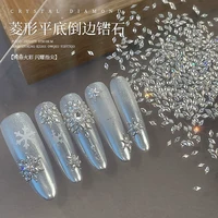 100/200pcs Mini Nail Art Accessories 5A Sparkling Rhombus Zircon Nail Art Rhinestone Charms 1.5*3mm Snowflake Pattern Nail Decor 3