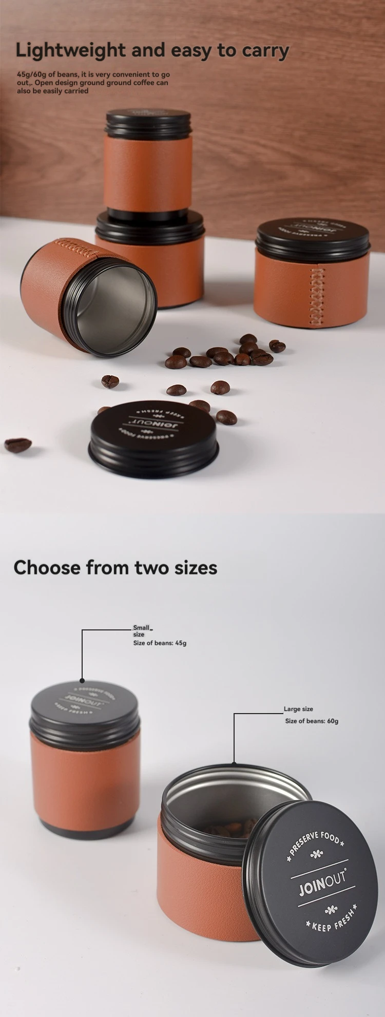 Tragbares Mini-Aufbewahrungsglas für Kaffeebohnen, Aluminiumlegierung, Kaffeepulver, versiegelter Tank, Outdoor-Camping, Kaffeebohnen-Tee, Aufbewahrungsbehälter – Detail 6