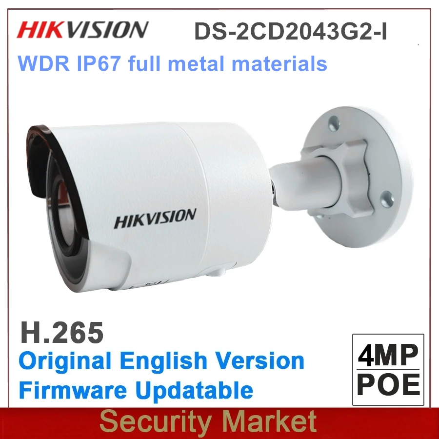 Original Hikvision DS-2CD2043G0-I Upgraded To DS-2CD2043G2-I 4MP Mini POE IR Outdoor WDR Fixed Bullet Network Camera