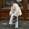 Neo Mint 2024 Winter Ins Hot Fashion Girls Oversized Gradient Fur Coat Women Thick Warm Outerwear Fluffy Faux Fox Fur Jacket 2