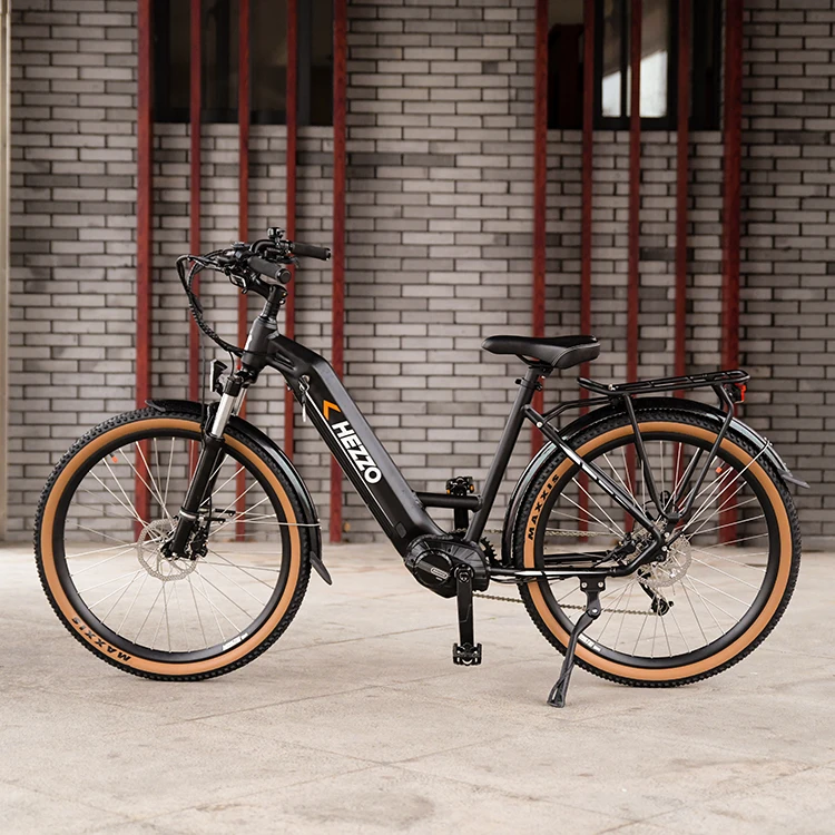 HEZZO HM-S27 Electric Bicycle Middle Drive Motor City E Bike 500W 48V Bafang M600 17.5AH LG ithium Battery Ebike For Adults