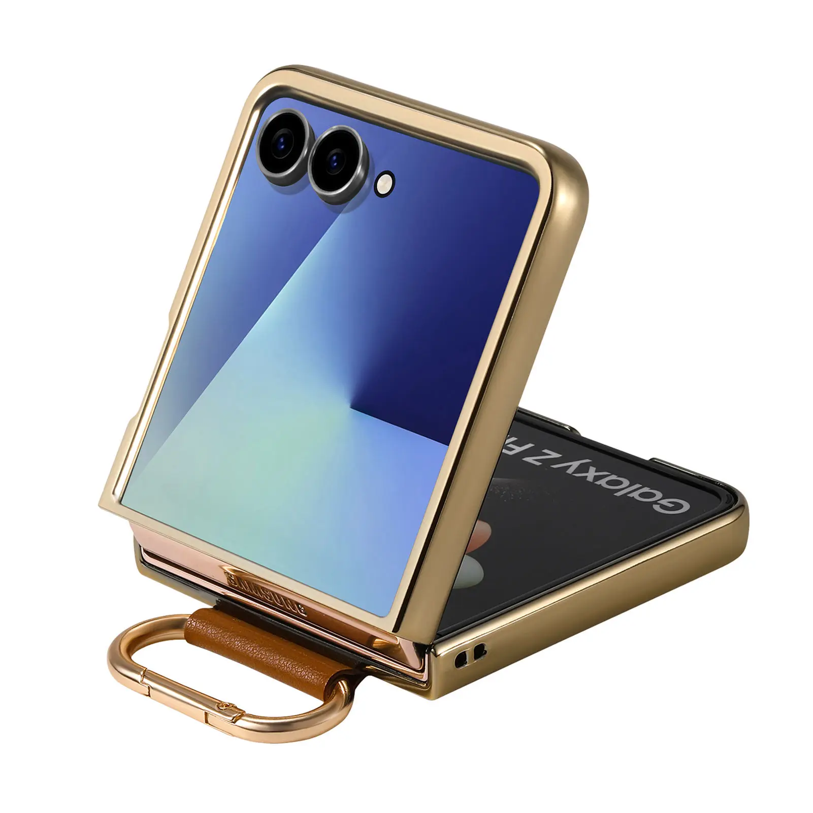 Luxury Business Leather Case with Ring Holder and Electroplated Edge - Shockproof Design