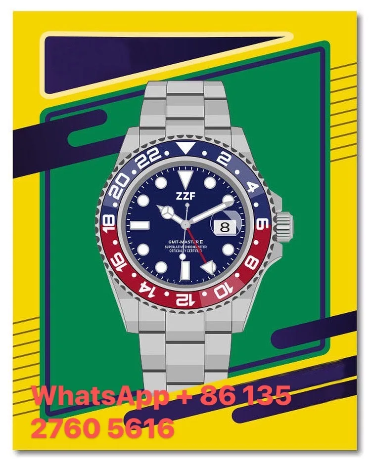 Мужские водонепроницаемые часы с синим циферблатом ZZF 126719BLRO GMT Master II лучшее