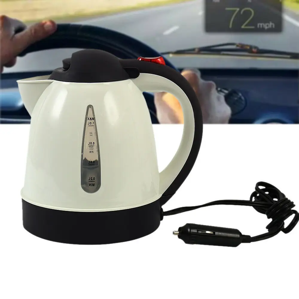 

12V/24V Car Electric Kettle 1L Large Capacity Portable Travel Water Boiler Coffee Heated Tea Pot with Cigarette Lighter Socket