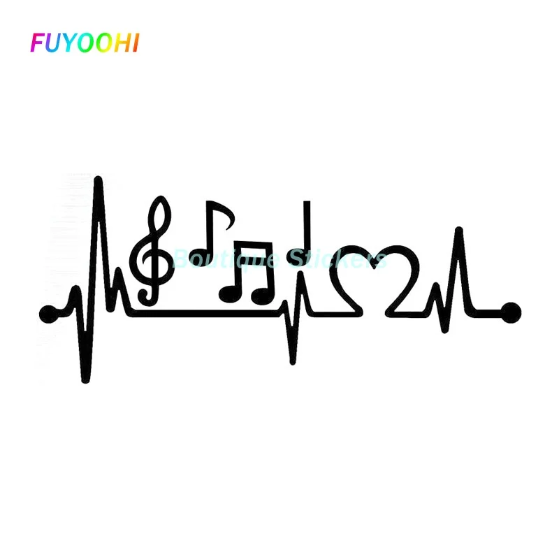 

FUYOOHI Exterior/Protection Boutique Stickers Music Notes Heartbeat Funny Vinyl Decals Car Body Window Sticker