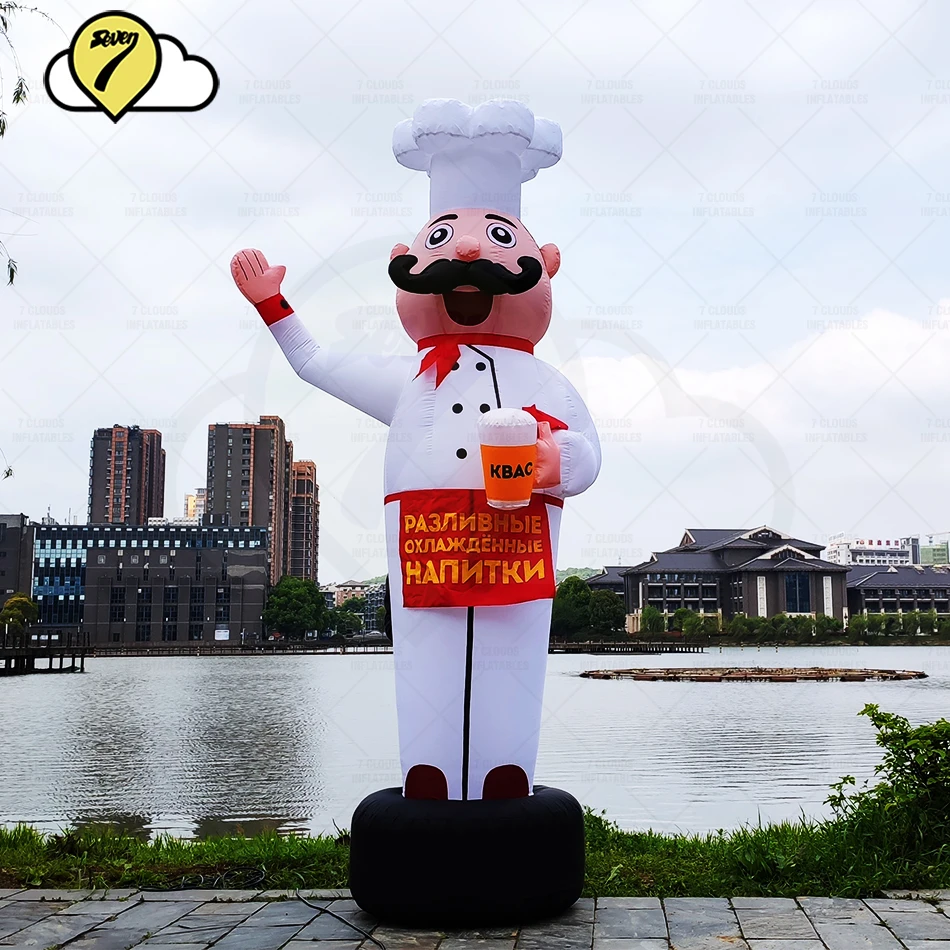 Customized Beer Shop Outdoor Advertising Decoration Inflatable Mascot Restaurant Cooking Chef Balloon Air Sky Dancer With Blower 3